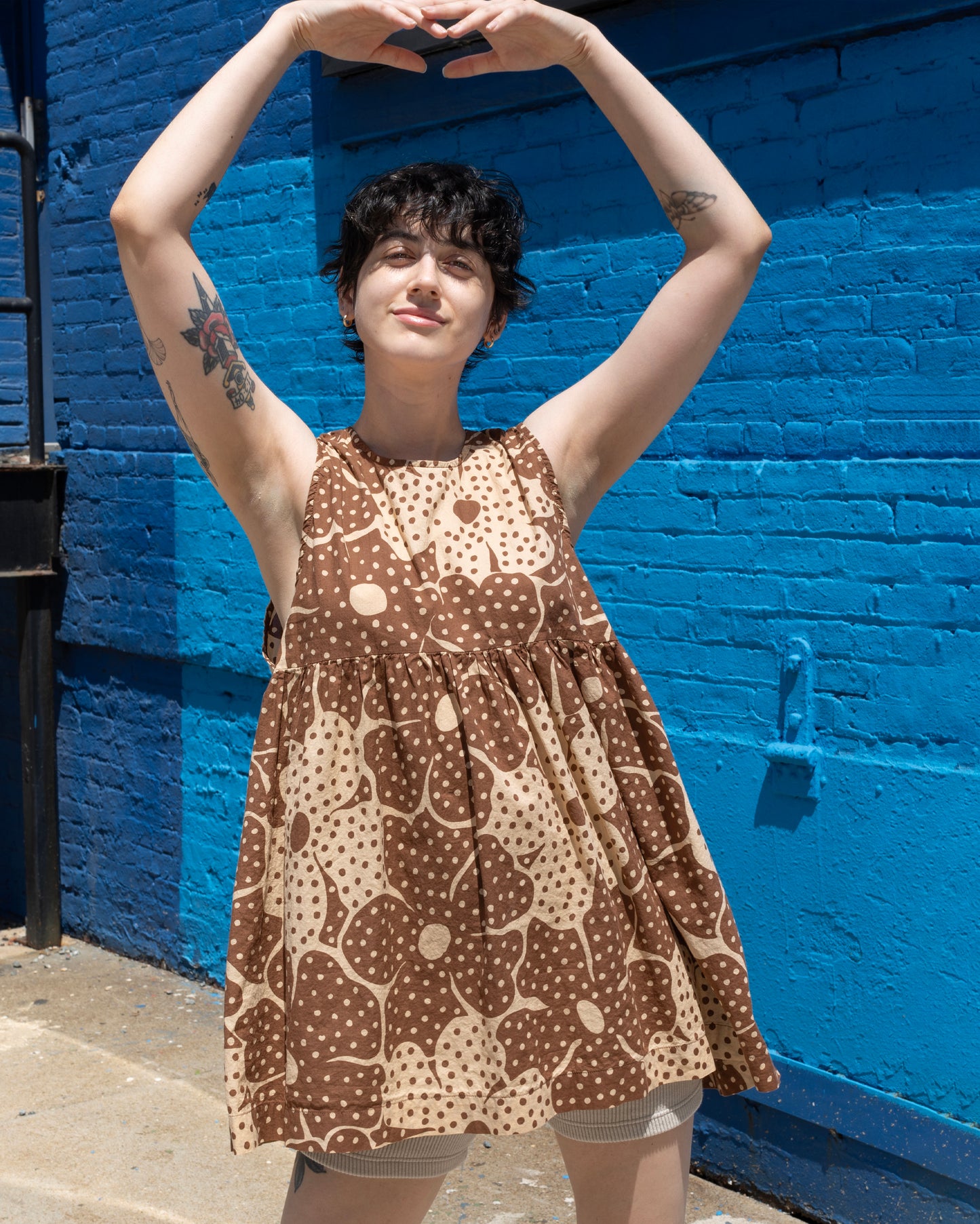 Andre Dress, Brown Flower Dot Print