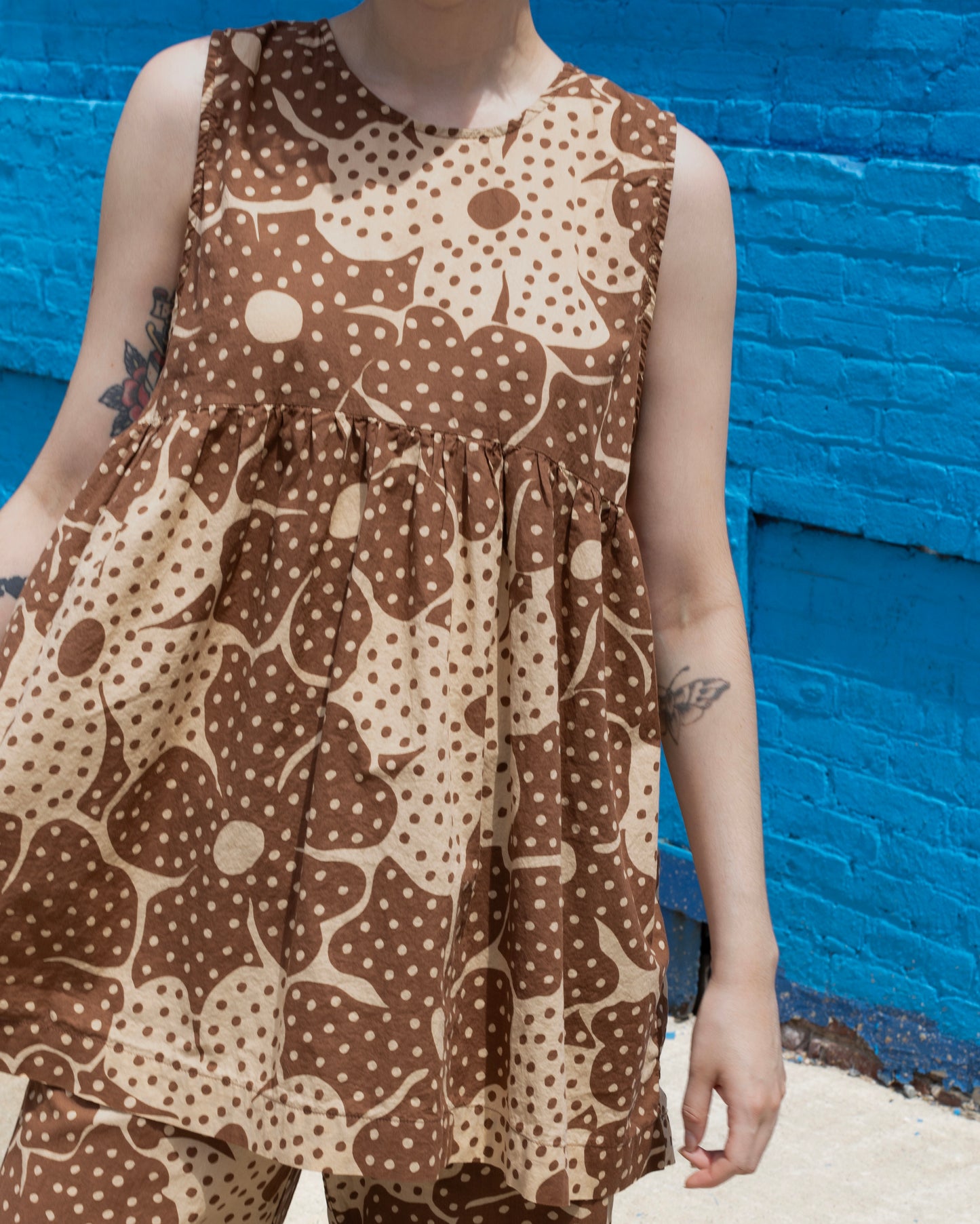 Andre Dress, Brown Flower Dot Print