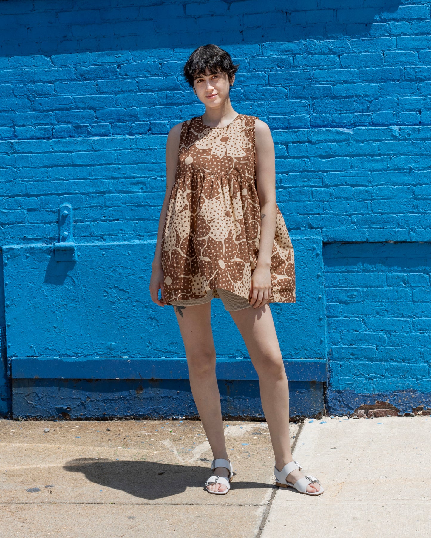 Andre Dress, Brown Flower Dot Print