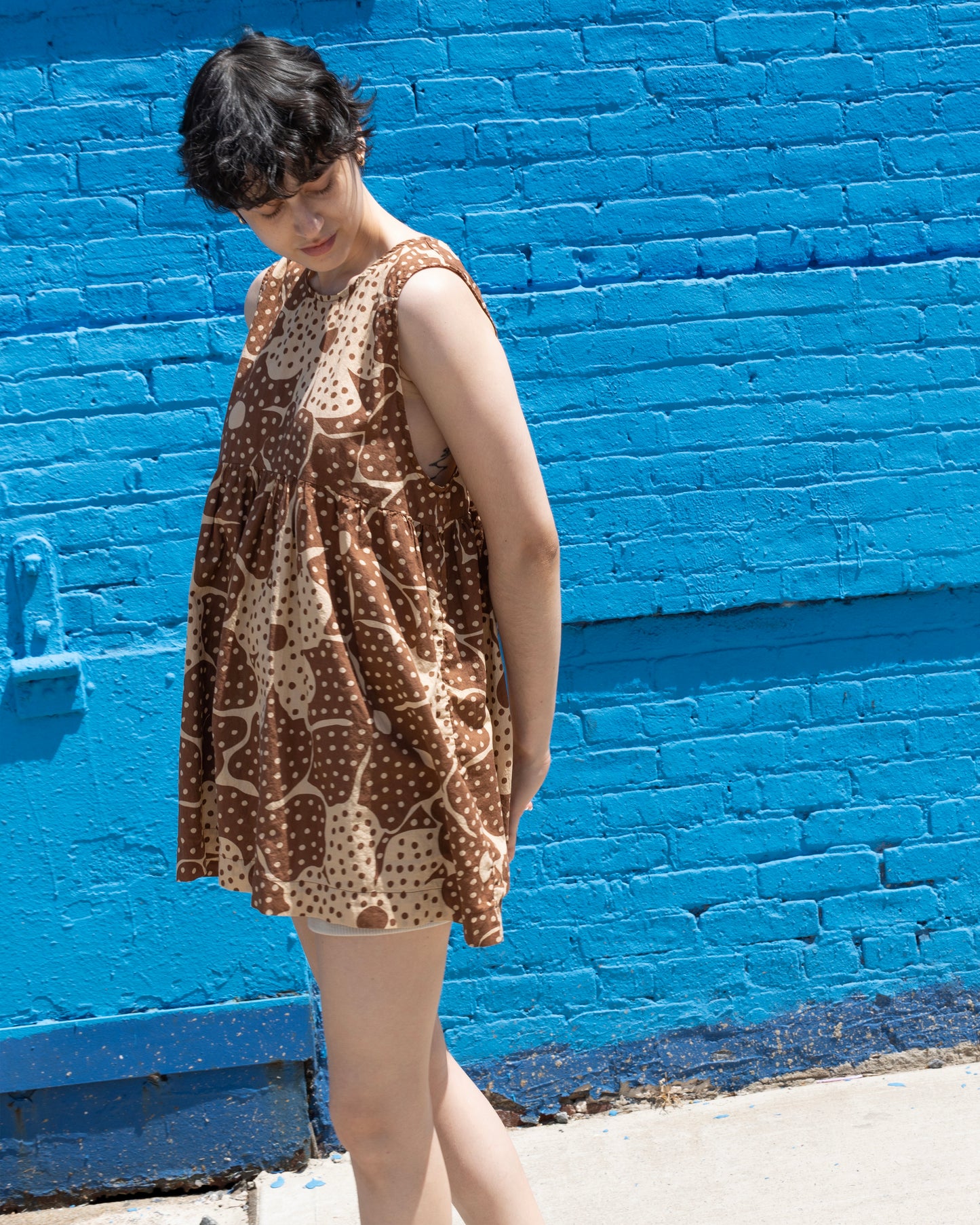 Andre Dress, Brown Flower Dot Print