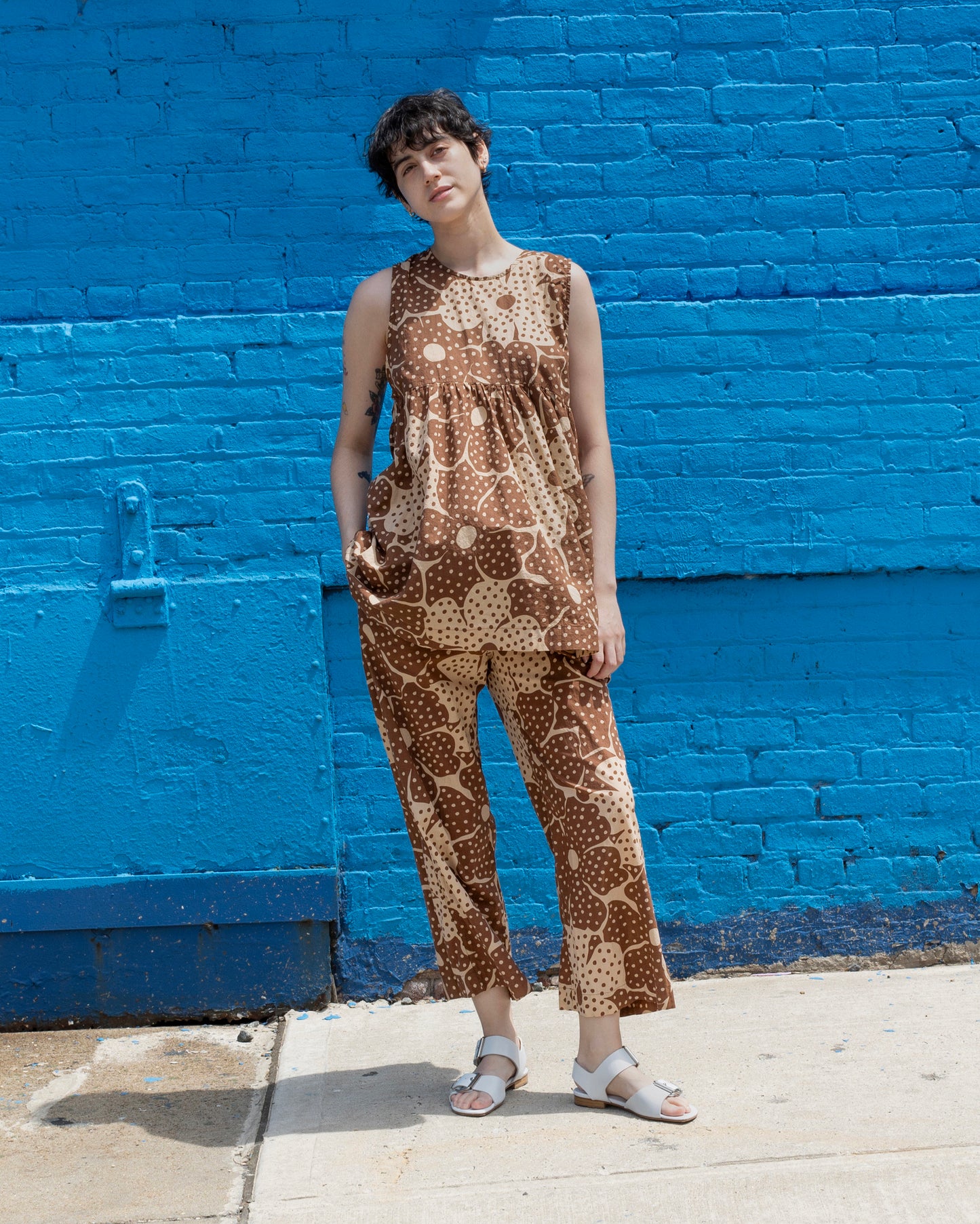 Andre Dress, Brown Flower Dot Print