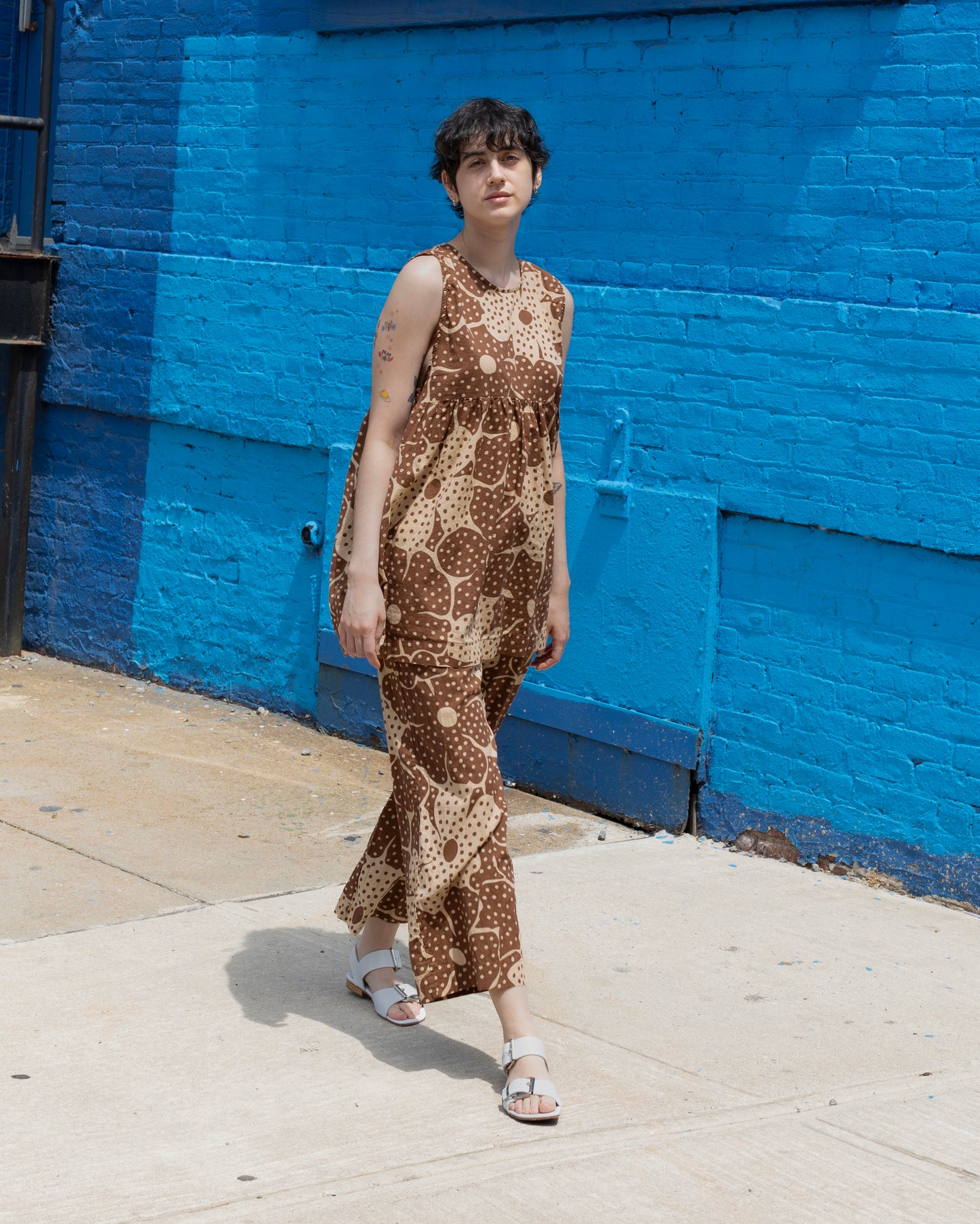 Andre Dress, Brown Flower Dot Print