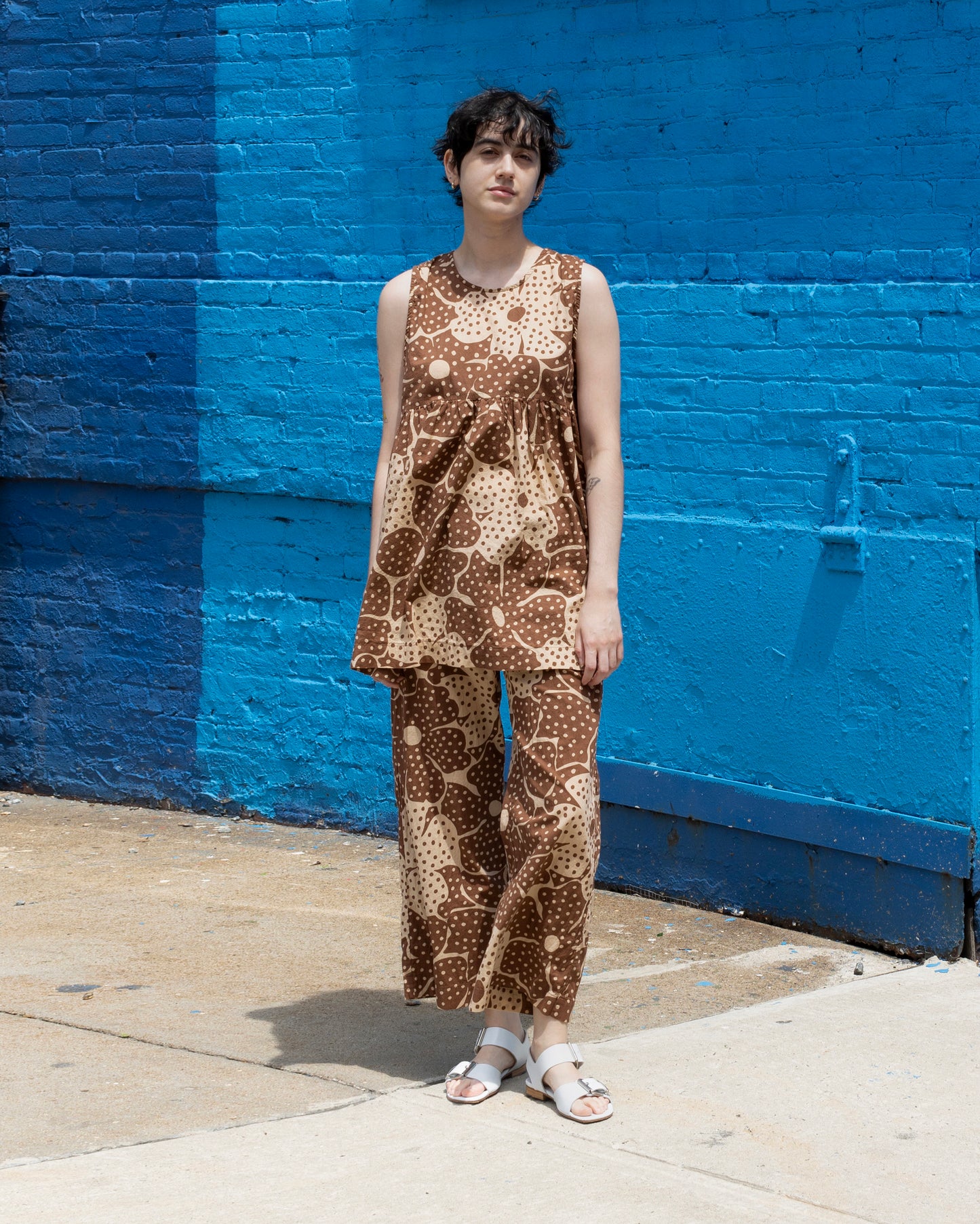 Andre Dress, Brown Flower Dot Print