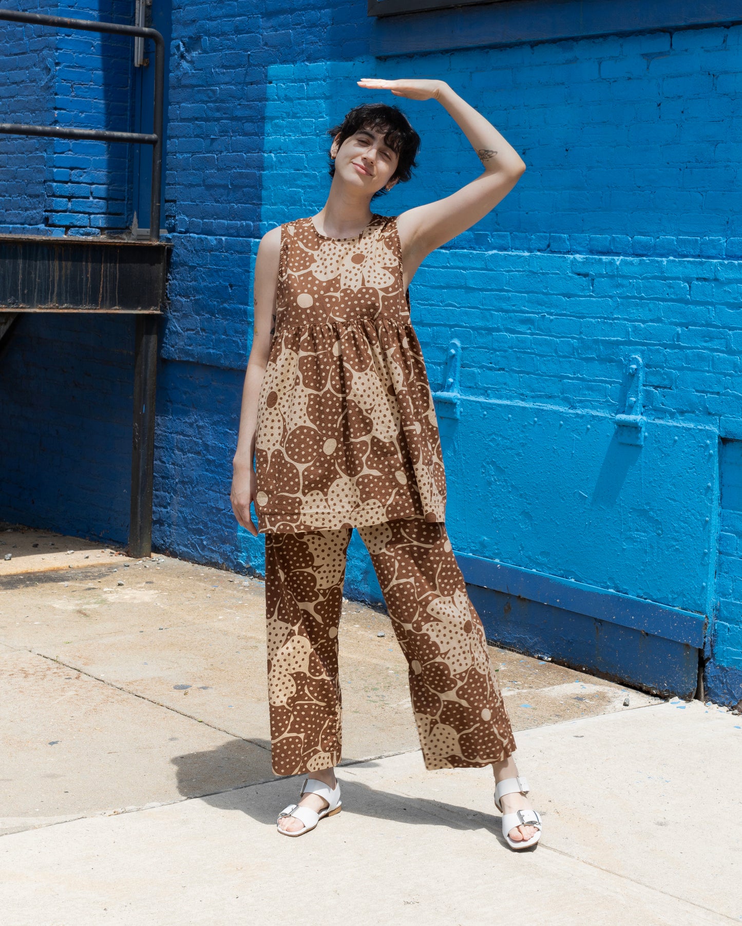 Andre Dress, Brown Flower Dot Print