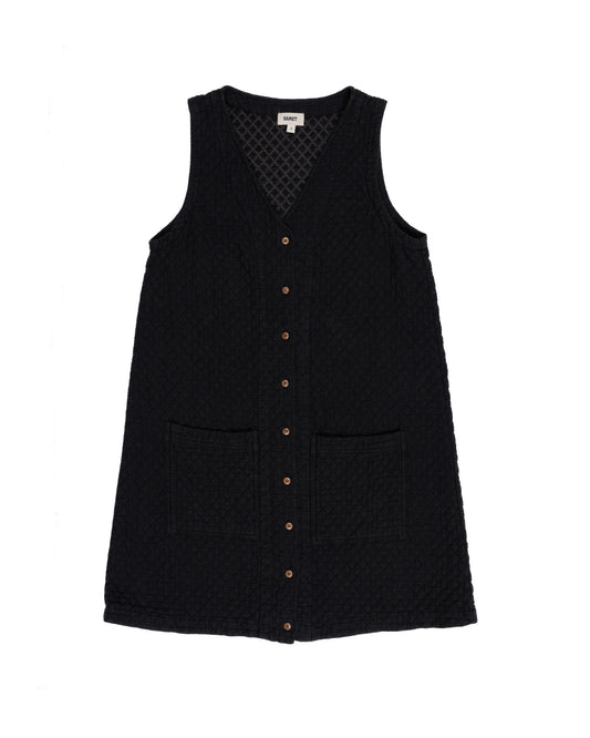 Quilted Audrey Dress, Washed Black