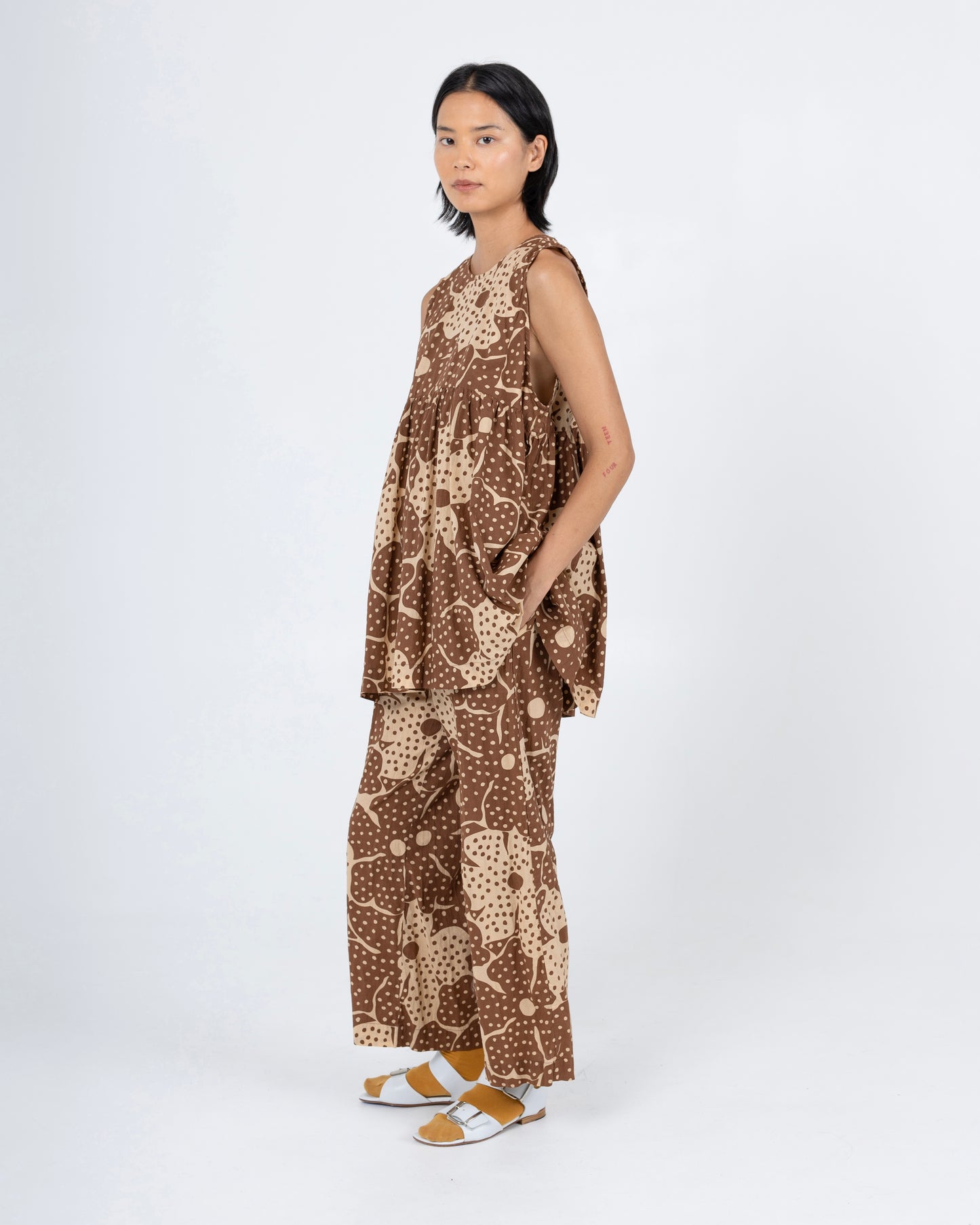 Andre Dress, Brown Flower Dot Print