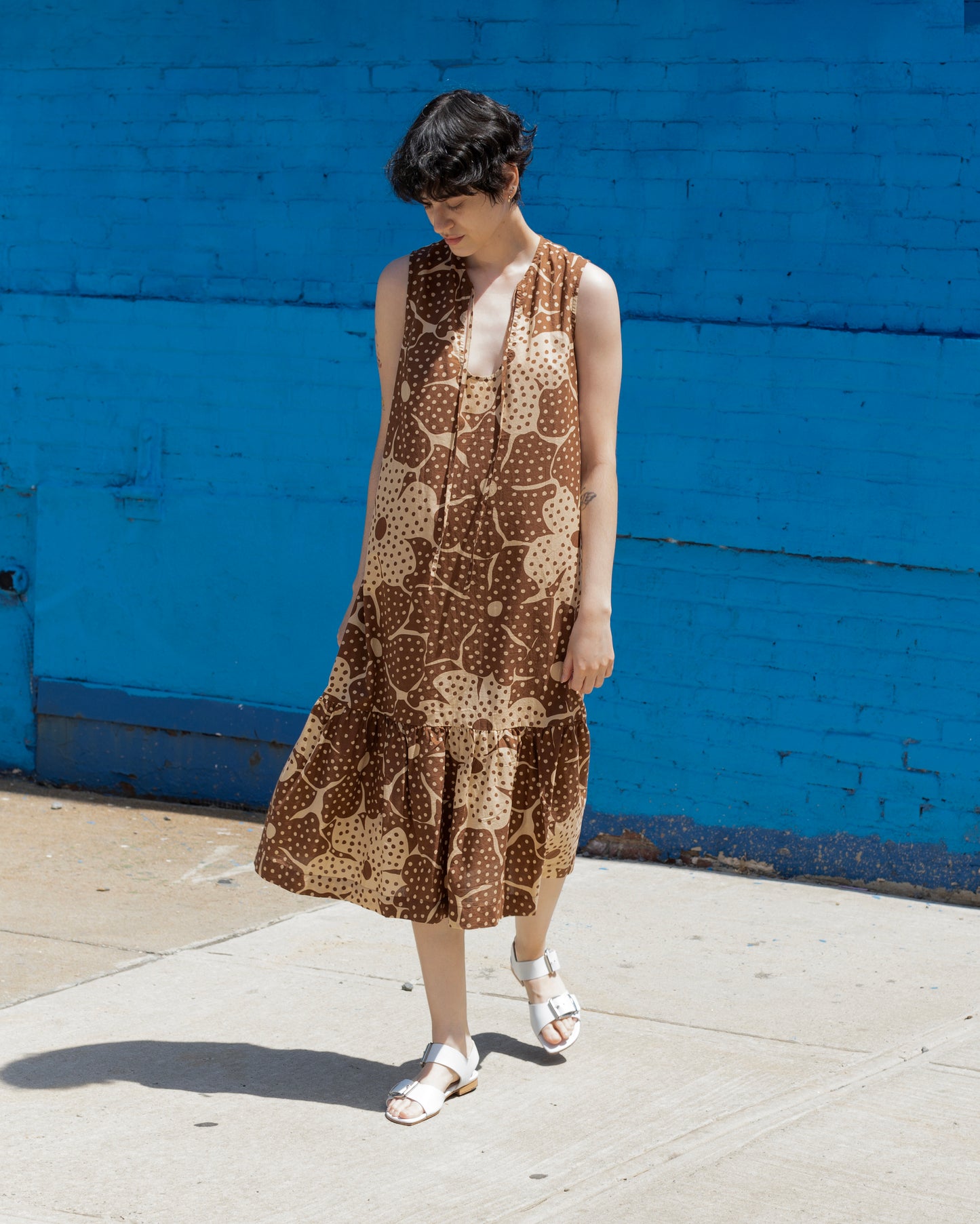 Pook Dress, Brown Flower Dot Print