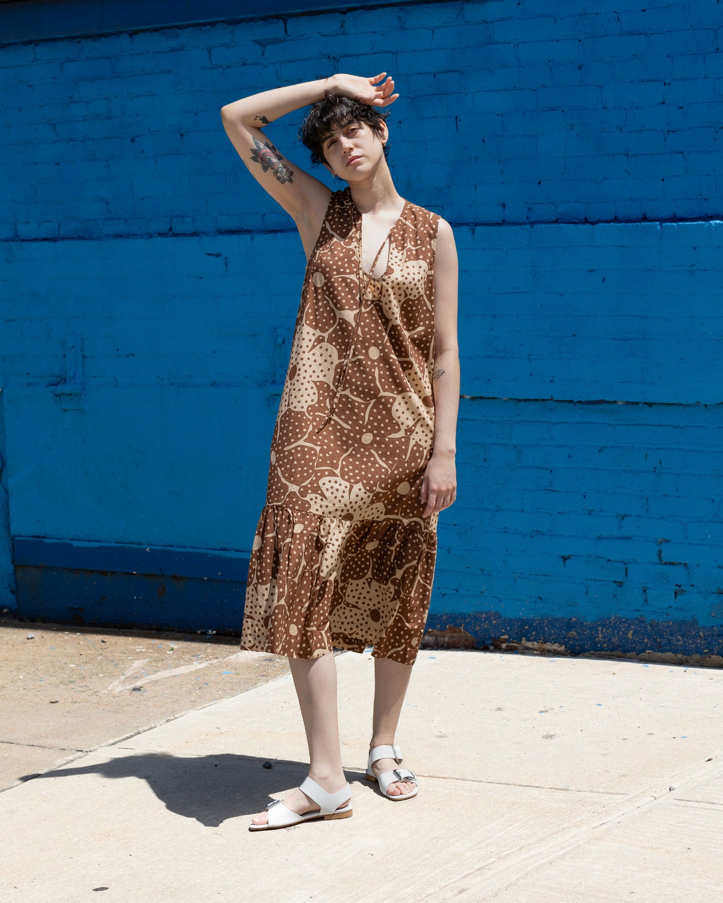 Pook Dress, Brown Flower Dot Print