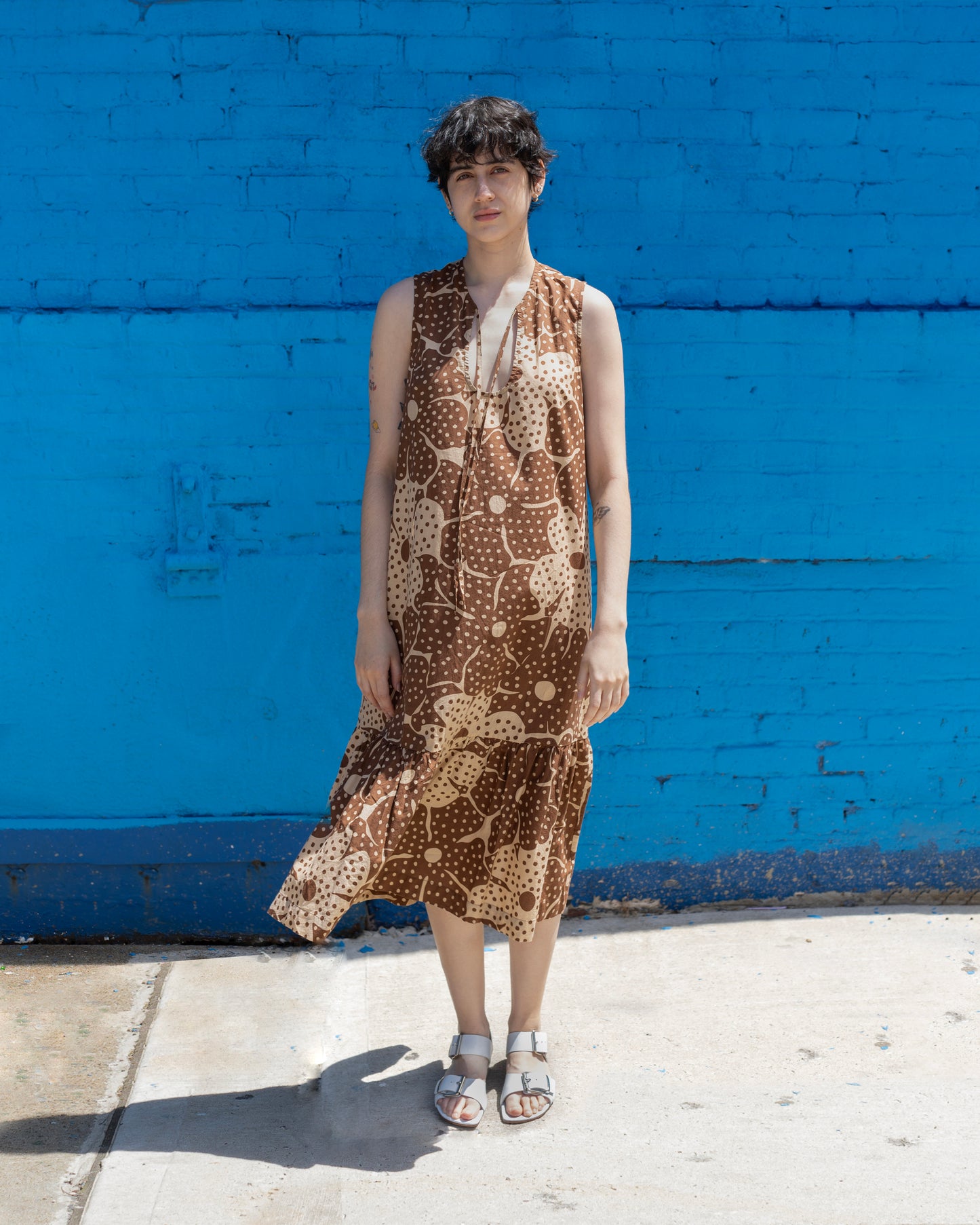 Pook Dress, Brown Flower Dot Print