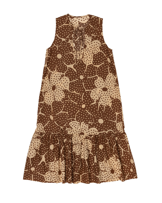 Pook Dress, Brown Flower Dot Print