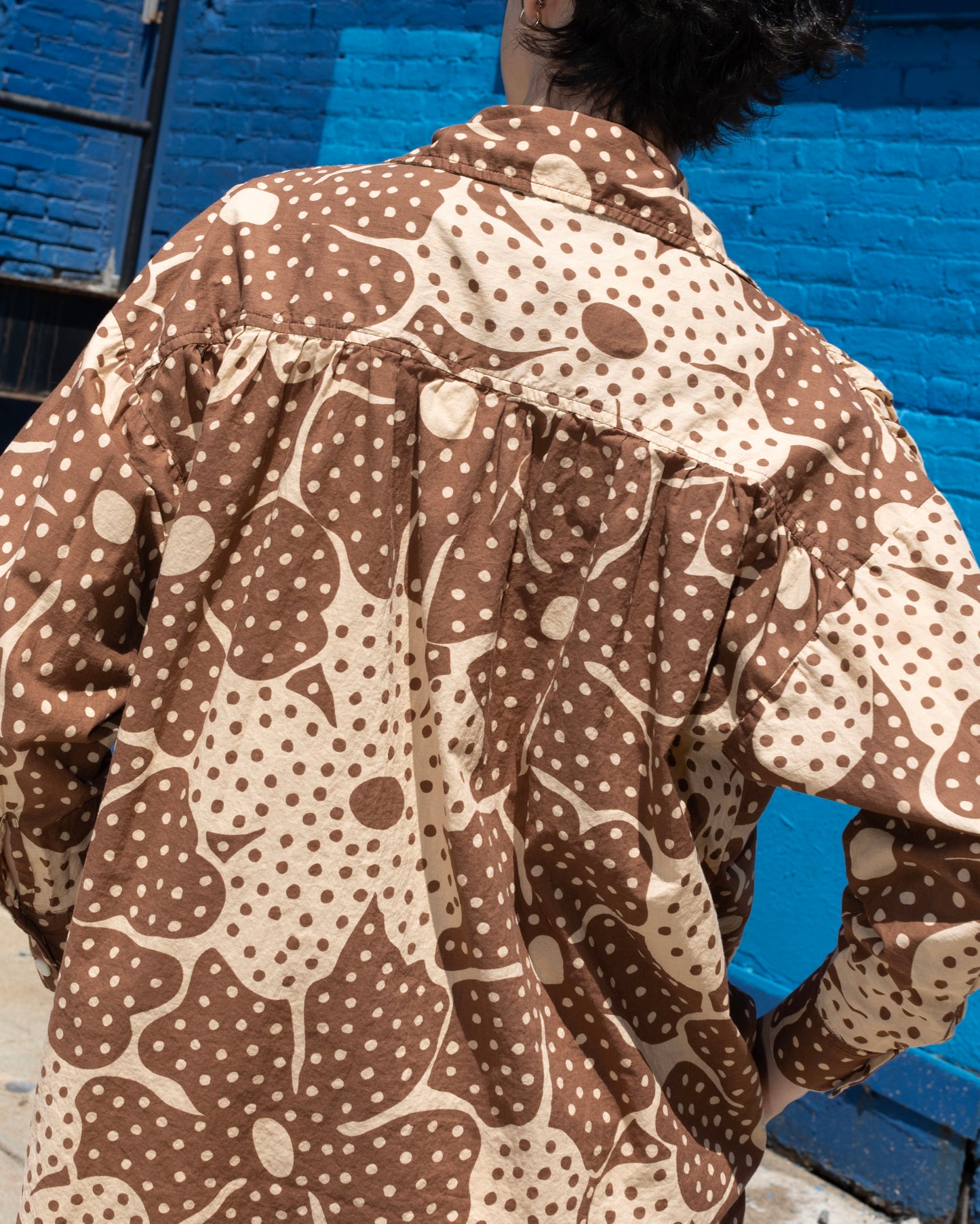 Talia Shirt, Brown Dot Flower Print