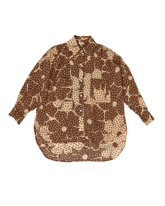 Talia Shirt, Brown Dot Flower Print