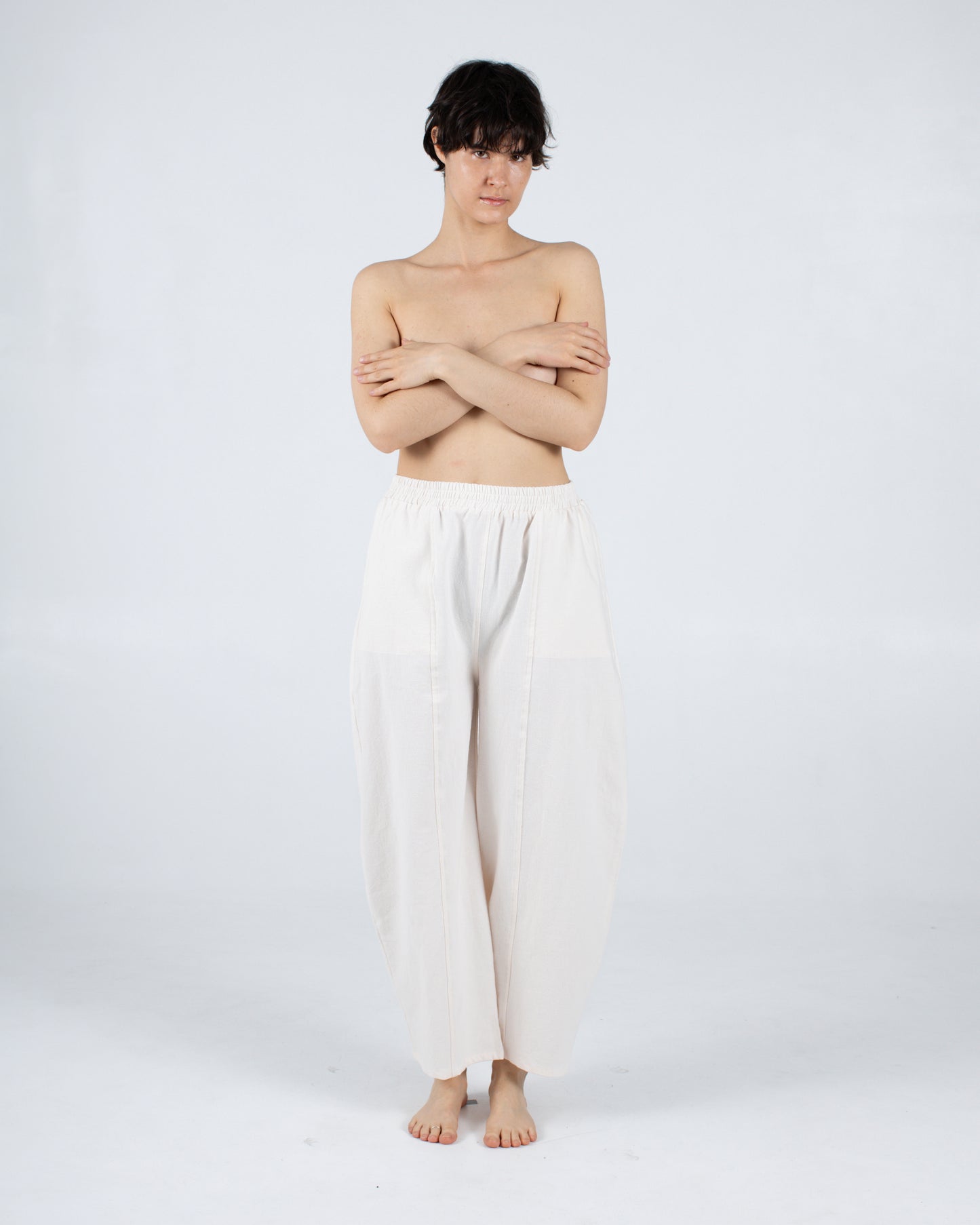 Abe Pant, Cream Cotton-Linen Deadstock