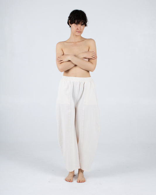 Abe Pant, Cream Cotton-Linen Deadstock