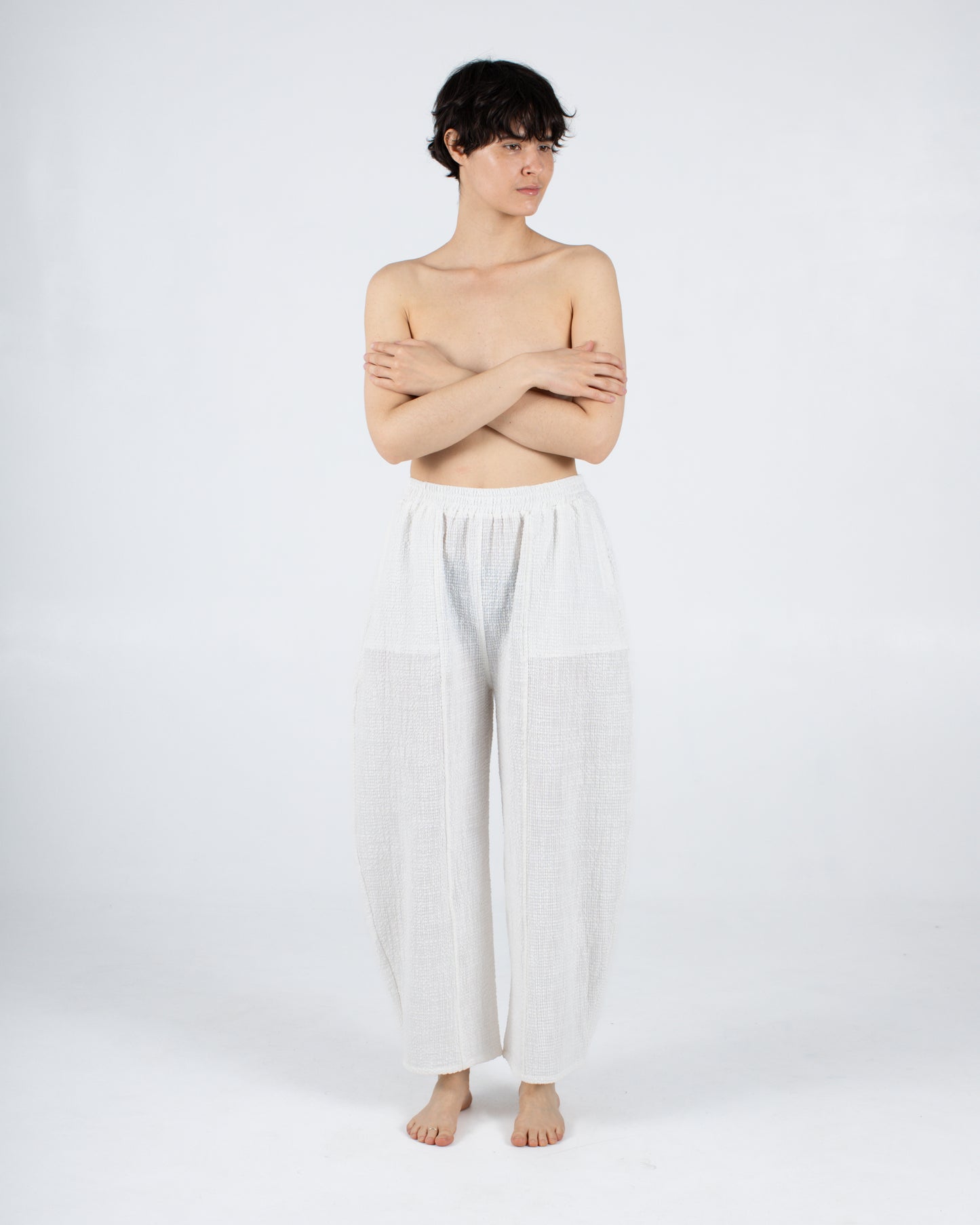 Abe Pant, White Seersucker Deadstock