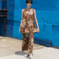 Andre Dress, Brown Flower Dot Print