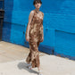 Andre Dress, Brown Flower Dot Print