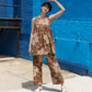 Andre Dress, Brown Flower Dot Print