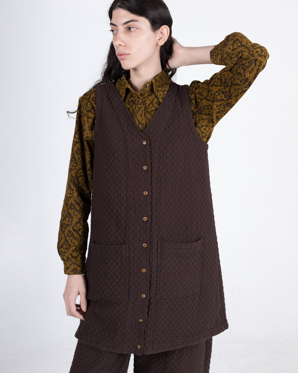 Quilted Audrey Dress, Earth