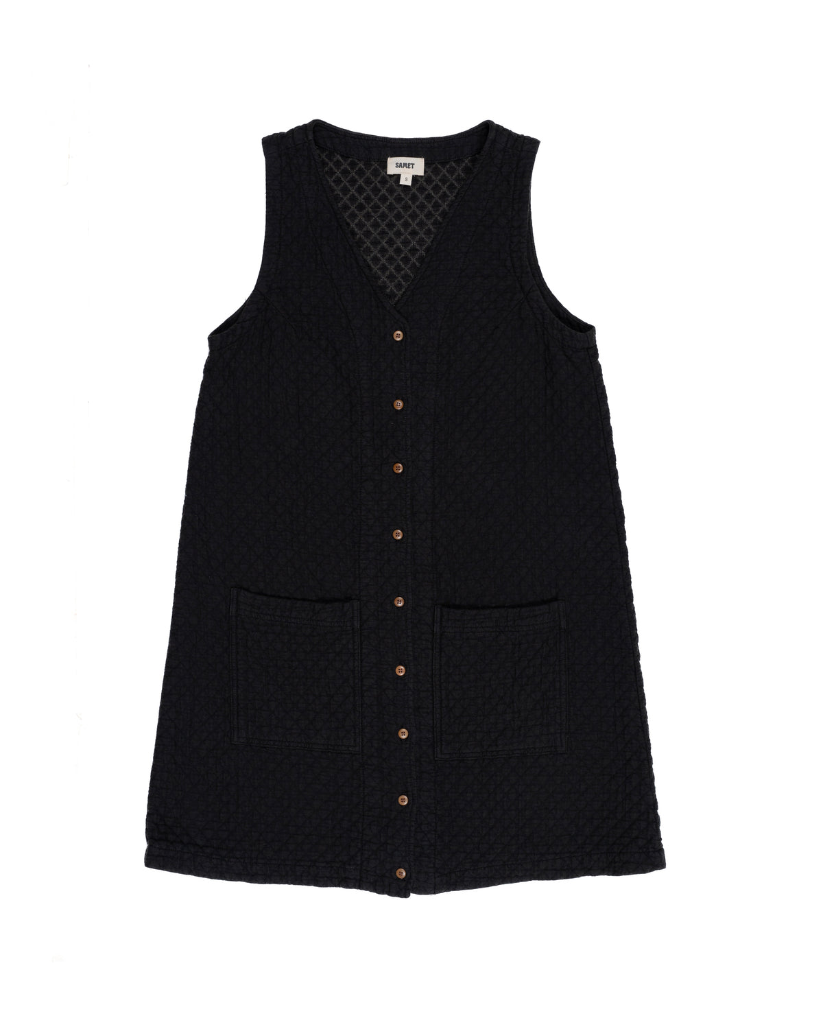 Quilted Audrey Dress, Washed Black