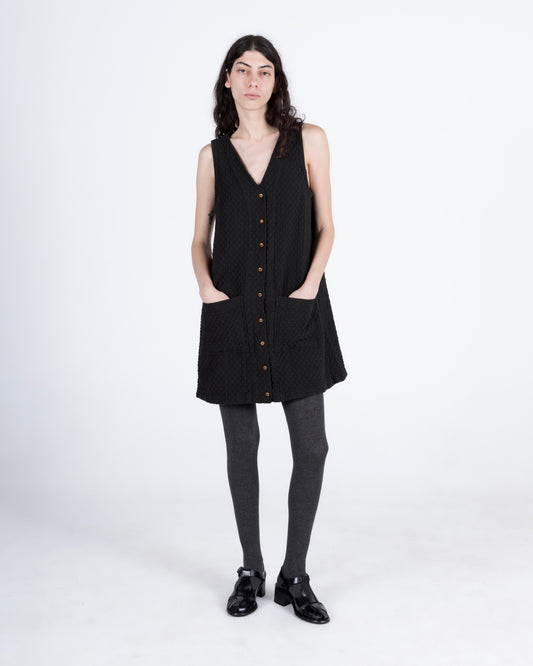 Quilted Audrey Dress, Washed Black