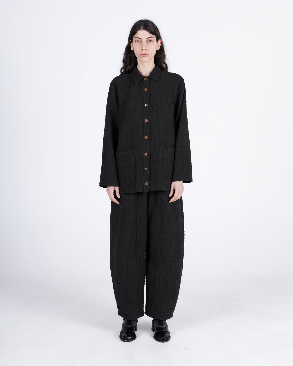 Quilted Melvin Shirt, Washed Black