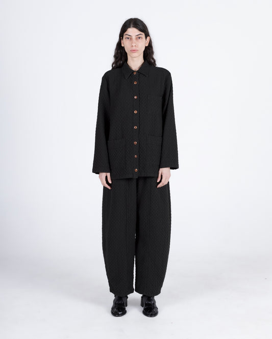 Quilted Melvin Shirt, Washed Black