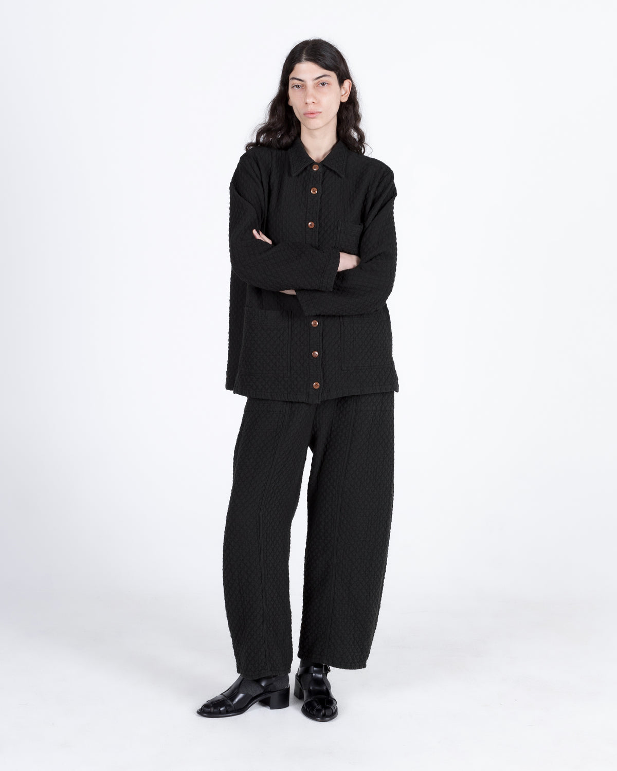 Quilted Melvin Shirt, Washed Black