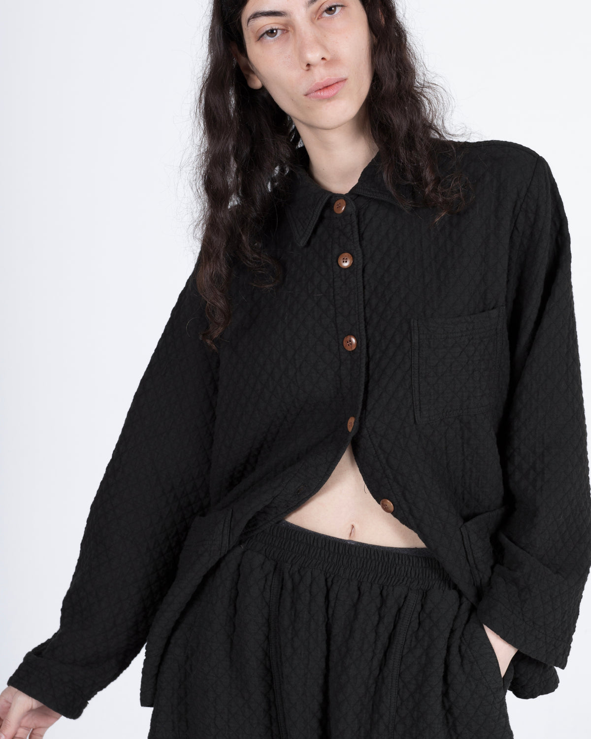 Quilted Abe Pant, Washed Black
