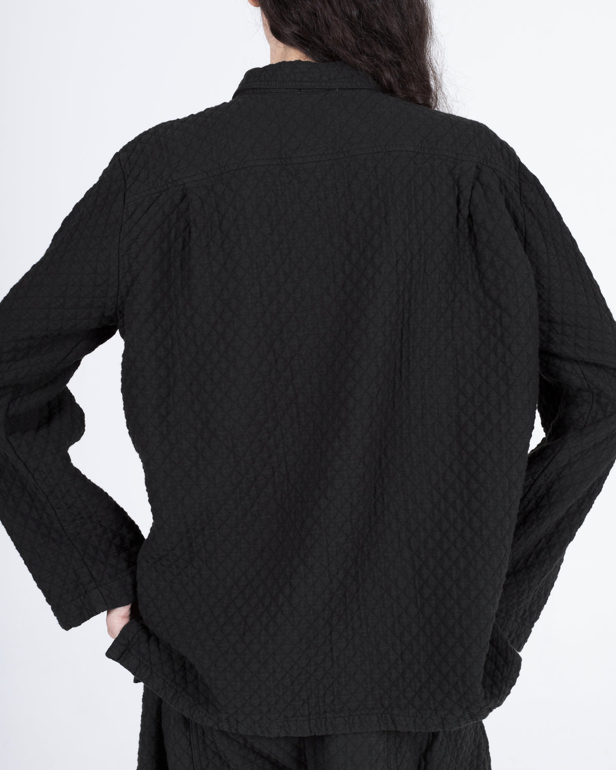 Quilted Melvin Shirt, Washed Black