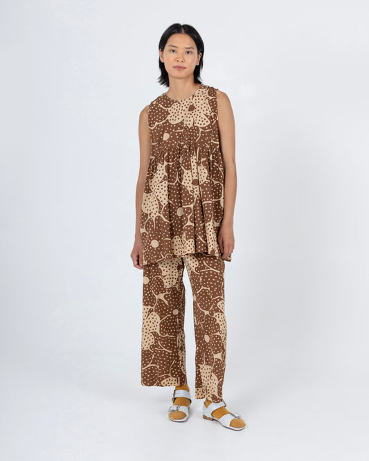 Andre Dress, Brown Flower Dot Print