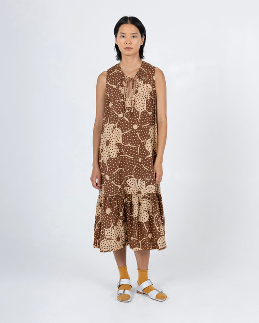 Pook Dress, Brown Flower Dot Print