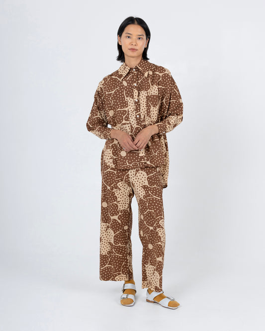 Yoshi Pant, Brown Flower Dot Print